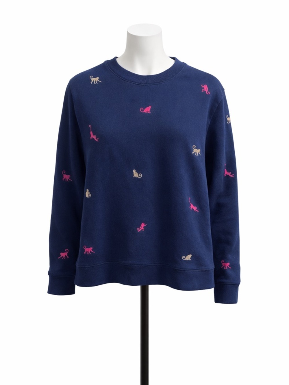 Lilly Pulitzer Ballad Monkey Embroidered Sweatshirt Size L Navy Blue Crewneck🐒